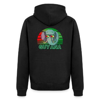 Guyana - Unisex Premium Organic Zip Hoodie - black - Back - Nico (187cm)