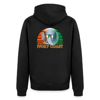 Elfenbeinküste - Unisex Premium Bio Zip Hoodie - Schwarz - Hinten - Nico (187cm)