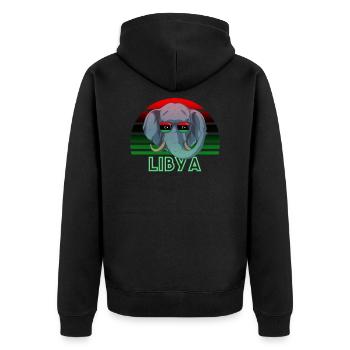 Libyen - Unisex Premium Bio Zip Hoodie - Schwarz - Hinten - Nico (187cm)