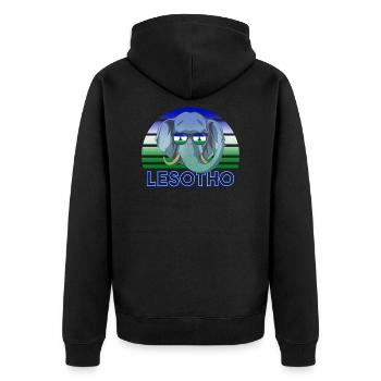 Lesotho - Unisex Premium Bio Zip Hoodie - Schwarz - Hinten - Nico (187cm)