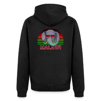 Malawi - Unisex Premium Organic Zip Hoodie - black - Back - Nico (187cm)