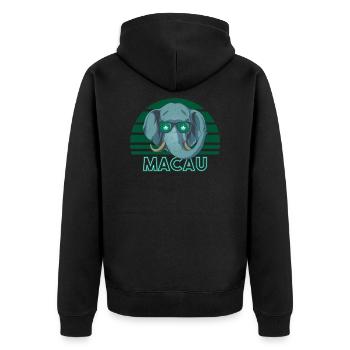 Macau - Unisex Premium Bio Zip Hoodie - Schwarz - Hinten - Nico (187cm)