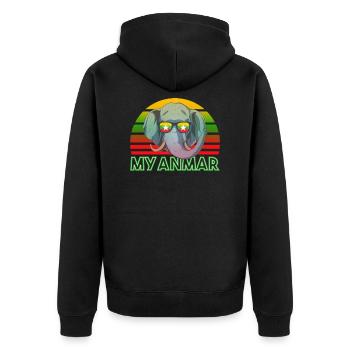 Myanmar - Unisex Premium Organic Zip Hoodie - black - Back - Nico (187cm)