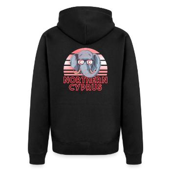 Northern Cyprus - Unisex Premium Organic Zip Hoodie - black - Back - Nico (187cm)