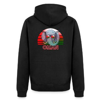 Oman - Unisex Premium Organic Zip Hoodie - black - Back - Nico (187cm)