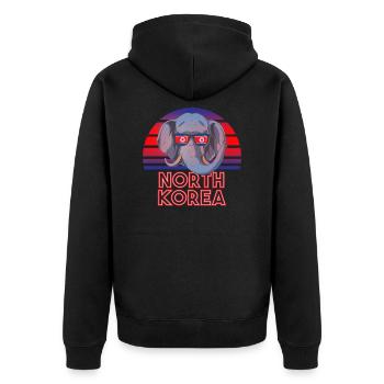 Nordkorea - Unisex Premium Bio Zip Hoodie - Schwarz - Hinten - Nico (187cm)
