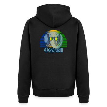 Ogoni - Unisex Premium Bio Zip Hoodie - Schwarz - Hinten - Nico (187cm)