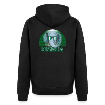 Nigeria - Unisex Premium Bio Zip Hoodie - Schwarz - Hinten - Nico (187cm)