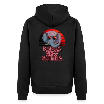 Papua-Neuguinea - Unisex Premium Bio Zip Hoodie - Schwarz - Hinten - Nico (187cm)