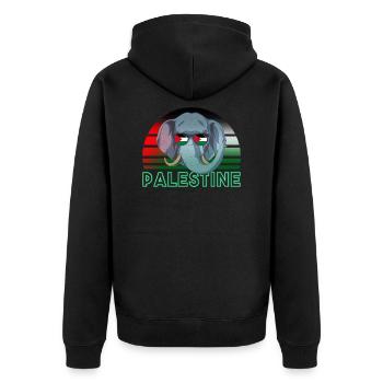 Palästina - Unisex Premium Bio Zip Hoodie - Schwarz - Hinten - Nico (187cm)