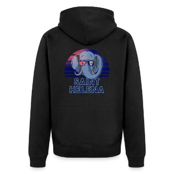 Saint Helena - Unisex Premium Organic Zip Hoodie - black - Back - Nico (187cm)