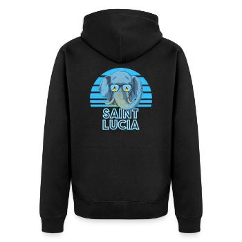 Saint Lucia - Unisex Premium Organic Zip Hoodie - black - Back - Nico (187cm)