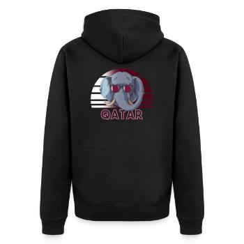 Katar - Unisex Premium Bio Zip Hoodie - Schwarz - Hinten - Nico (187cm)