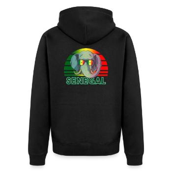 Senegal - Unisex Premium Bio Zip Hoodie - Schwarz - Hinten - Nico (187cm)