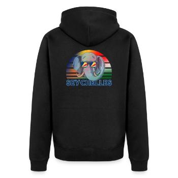Seychellen - Unisex Premium Bio Zip Hoodie - Schwarz - Hinten - Nico (187cm)