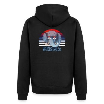 Serbia - Unisex Premium Organic Zip Hoodie - black - Back - Nico (187cm)