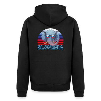 Slovenia - Unisex Premium Organic Zip Hoodie - black - Back - Nico (187cm)