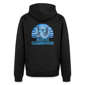 South Cameroon - Unisex Premium Organic Zip Hoodie - black - Back - Nico (187cm)