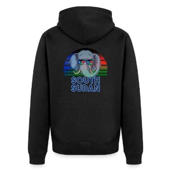 Südsudan - Unisex Premium Bio Zip Hoodie - Schwarz - Hinten - Nico (187cm)