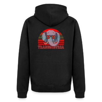 Transnistria - Unisex Premium Organic Zip Hoodie - black - Back - Nico (187cm)