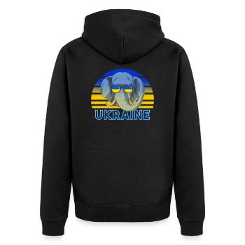 Ukraine - Unisex Premium Bio Zip Hoodie - Schwarz - Hinten - Nico (187cm)
