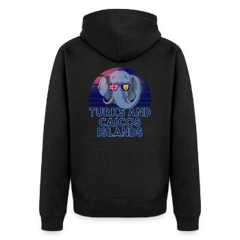 Turks und Caicosinseln - Unisex Premium Bio Zip Hoodie - Schwarz - Hinten - Nico (187cm)