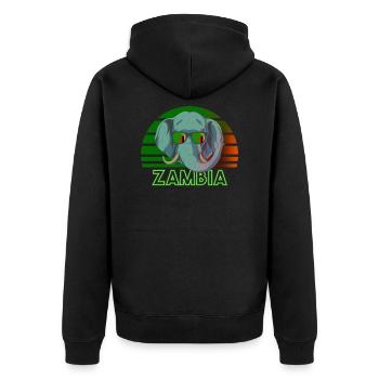 Sambia - Unisex Premium Bio Zip Hoodie - Schwarz - Hinten - Nico (187cm)