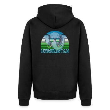 Ouzbékistan - Veste à capuche bio Premium Unisexe - noir - Dos - Nico (187cm)