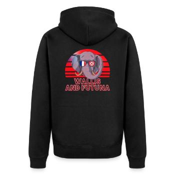 Wallis und Futuna - Unisex Premium Bio Zip Hoodie - Schwarz - Hinten - Nico (187cm)