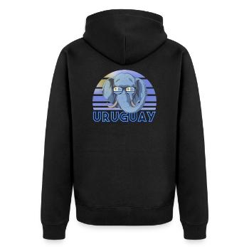 Uruguay - Unisex Premium Organic Zip Hoodie - black - Back - Nico (187cm)