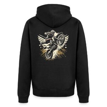 Retro Motocross Gift - Vintage Dirt Bike - Unisex Premium Organic Zip Hoodie - black - Back - Nico (187cm)