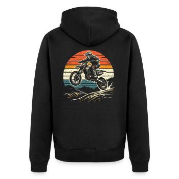Retro Motocross Gift - Vintage Dirt Bike - Unisex Premium Organic Zip Hoodie - black - Back - Nico (187cm)
