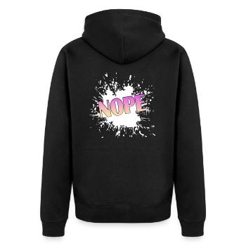 Nope - Unisex Premium Bio Zip Hoodie - Schwarz - Hinten - Nico (187cm)
