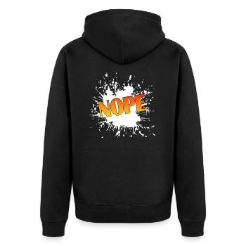 Nope - Unisex Premium Bio Zip Hoodie - Schwarz - Hinten - Nico (187cm)