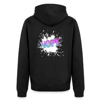 Nope - Unisex Premium Bio Zip Hoodie - Schwarz - Hinten - Nico (187cm)