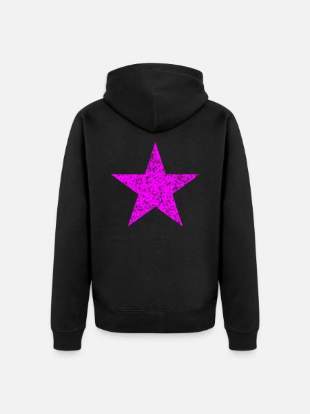 pinker Stern, pink star - Unisex Premium Bio Zip Hoodie - Schwarz