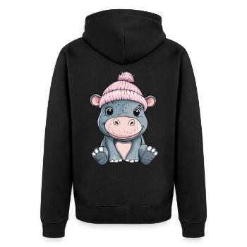 hippopotame mignon mignon bébé enfants animal dessin animé - Veste à capuche bio Premium Unisexe - noir - Dos - Nico (187cm)