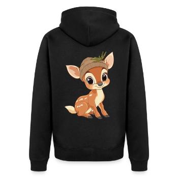 cerf mignon mignon bébé enfants animal fauve dessin animé - Veste à capuche bio Premium Unisexe - noir - Dos - Nico (187cm)
