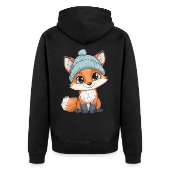 renard mignon mignon bébé enfants animal dessin animé - Veste à capuche bio Premium Unisexe - noir - Dos - Nico (187cm)