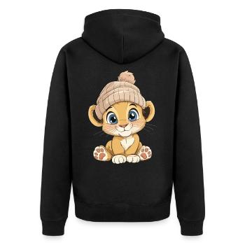 Lion mignon mignon bébé enfants animal dessin animé - Veste à capuche bio Premium Unisexe - noir - Dos - Nico (187cm)