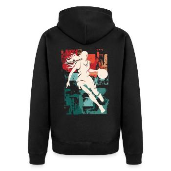 basket-ball femme basketteur joueur de basket-ball - Veste à capuche bio Premium Unisexe - noir - Dos - Nico (187cm)