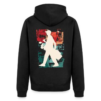 Golf Golfen Golfspieler Sport Hobby Club Vintage - Unisex Premium Bio Zip Hoodie - Schwarz - Hinten - Nico (187cm)