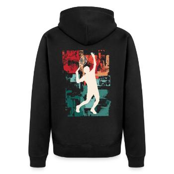 Tennis Tennis Player Player Vintage Retro Colorful - Unisex Premium Organic Zip Hoodie - black - Back - Nico (187cm)