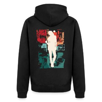 Golf Golfen Golferin Spielerin Sport Hobby Vintage - Unisex Premium Bio Zip Hoodie - Schwarz - Hinten - Nico (187cm)
