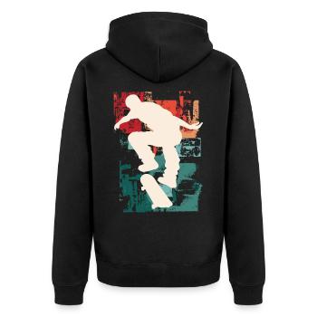 Skateboarding Skate Skater Skateboard Sk8 Vintage - Unisex Premium Organic Zip Hoodie - black - Back - Nico (187cm)