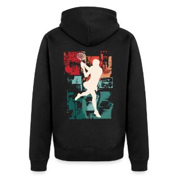 Tennis Tennis Player Woman Sport Vintage Retro - Unisex Premium Organic Zip Hoodie - black - Back - Nico (187cm)