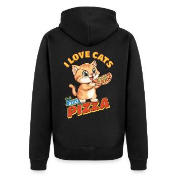 Chat J’Aime Les Chats Et La Pizza Drôle Drôle Humour - Veste à capuche bio Premium Unisexe - noir - Dos - Nico (187cm)