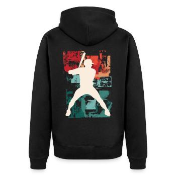Baseball Baseball Player Player Vintage Colorful - Unisex Premium Organic Zip Hoodie - black - Back - Nico (187cm)
