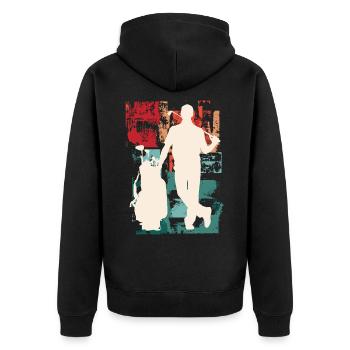 Golf Golfen Golfspieler Sport Hobby Club Vintage - Unisex Premium Bio Zip Hoodie - Schwarz - Hinten - Nico (187cm)