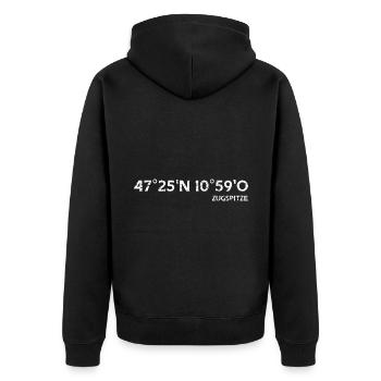 Zugspitze Koordinaten Gipfel - Unisex Premium Bio Zip Hoodie - Schwarz - Hinten - Nico (187cm)